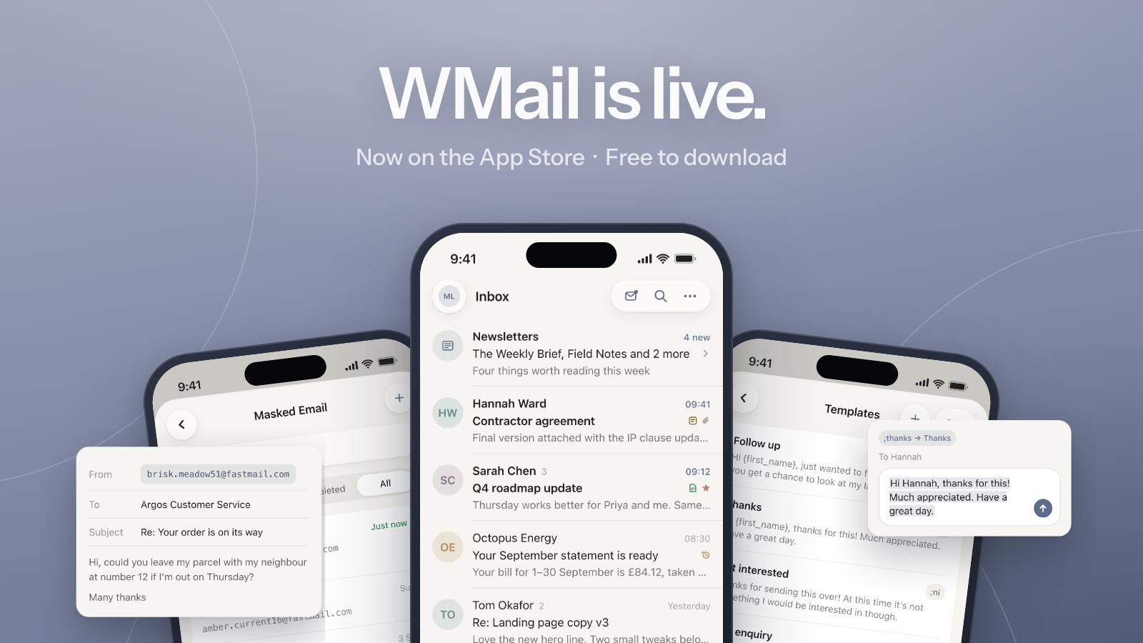 WMail is now live on the App Store